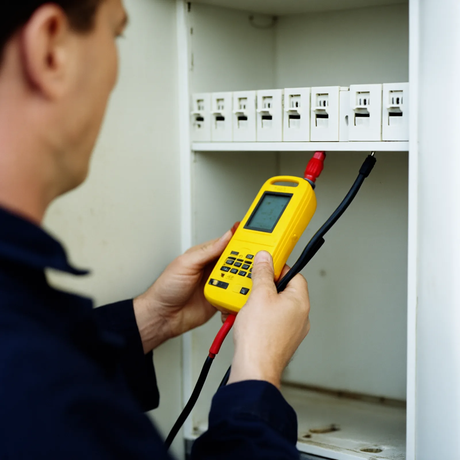 An electrician testing a circuit