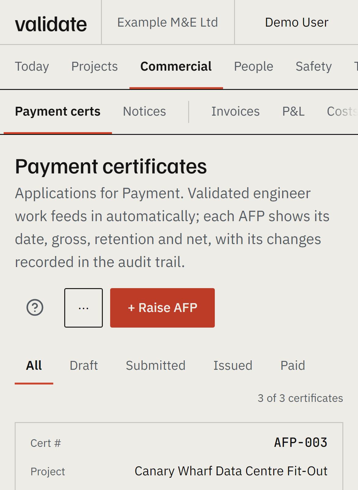 A payment application built from approved work