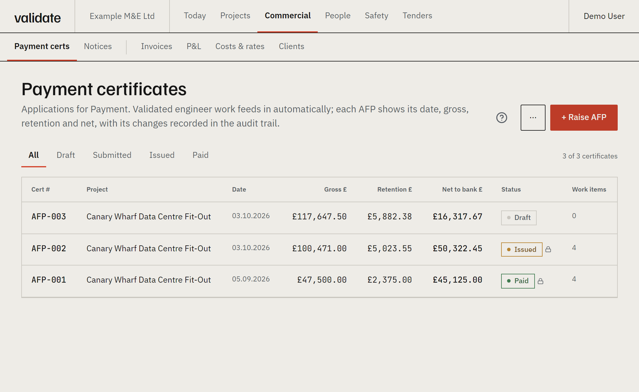A payment application built from approved work